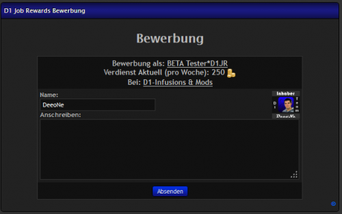 D1 Job Rewards - Bewerbung