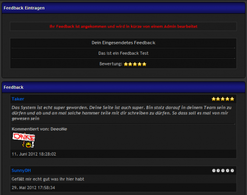 Feedback Eingetragen