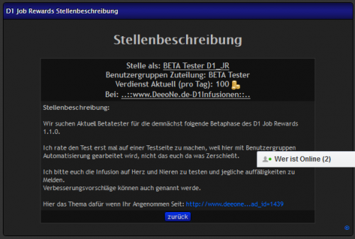 D1 Job Rewards - Beschreibung